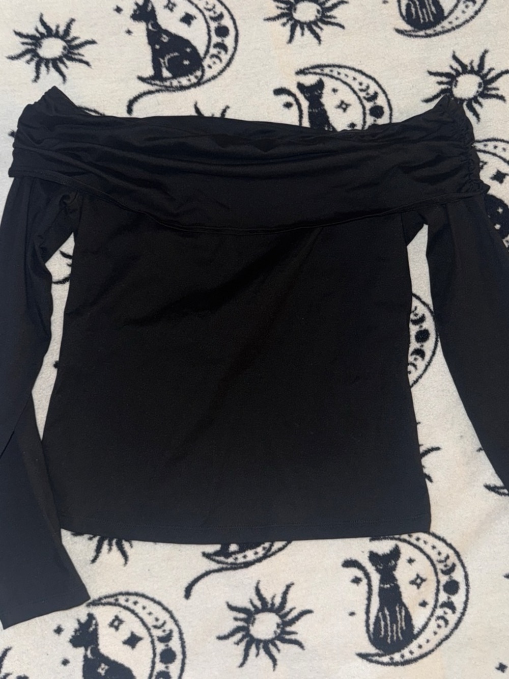Off-Shoulder Black Long Sleeve Top